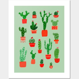 Cactus in pots in gouache Posters and Art